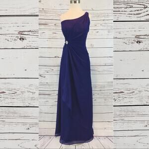 Mori Lee long plum eggplant purple one shoulder